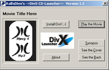 capture d'ecran RalfoDivX CD Launcher v 1.5