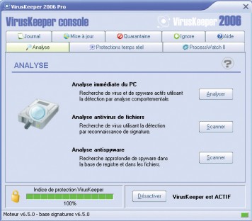 capture d'ecran VirusKeeper 2006 Pro v 6.5.0