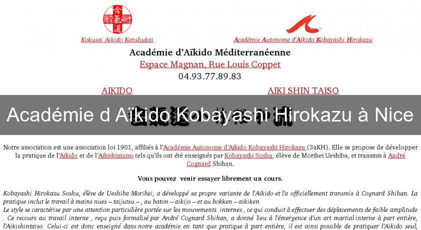 Académie d'Aïkido Kobayashi Hirokazu à Nice