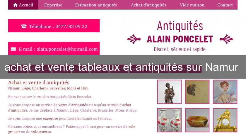 achat et vente tableaux et antiquités sur Namur 