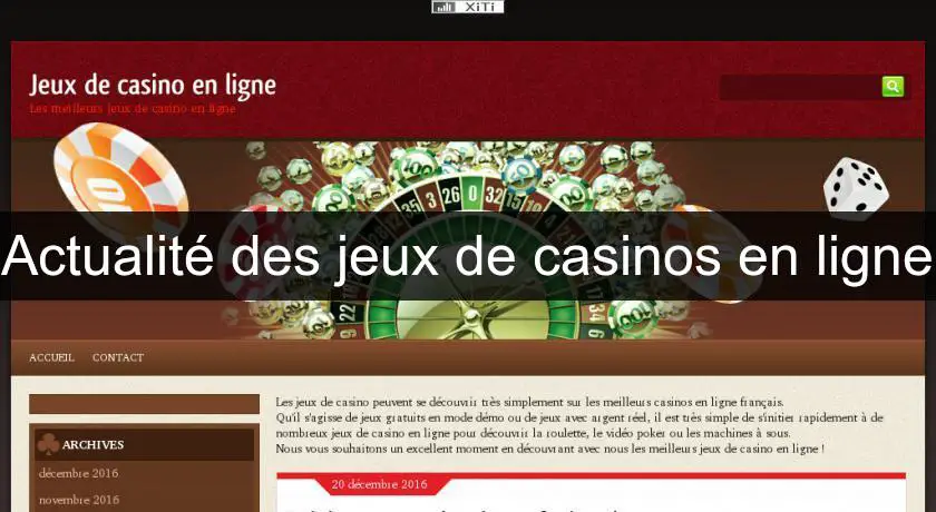 Actualité des jeux de casinos en ligne