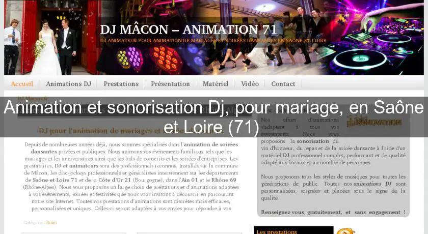 Animation et sonorisation Dj, pour mariage, en Saône et Loire (71) 