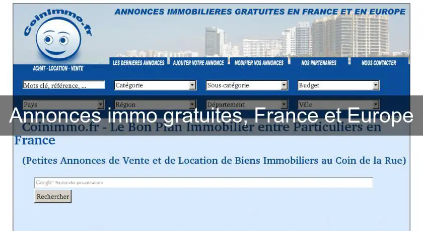 Annonces immo gratuites, France et Europe