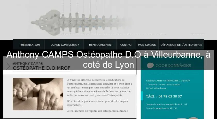 Anthony CAMPS Ostéopathe D.O à Villeurbanne, à coté de Lyon
