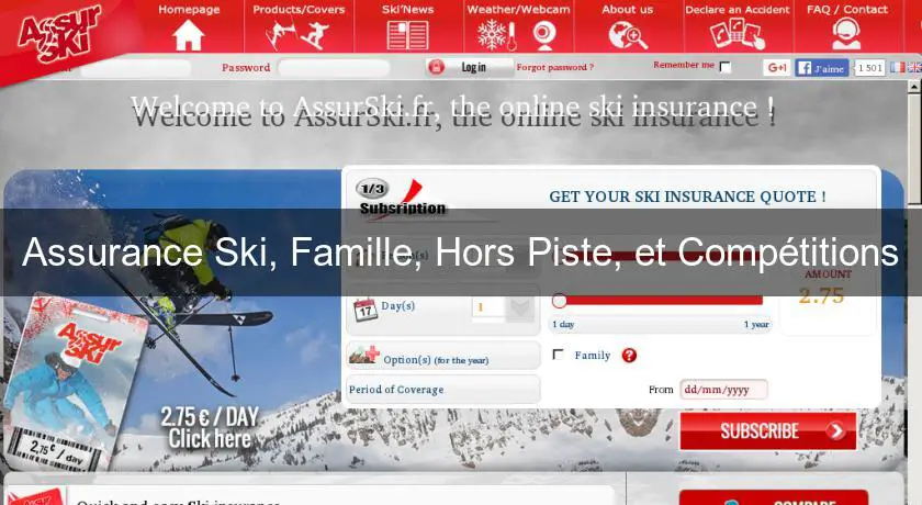 Assurance Ski, Famille, Hors Piste, et Compétitions