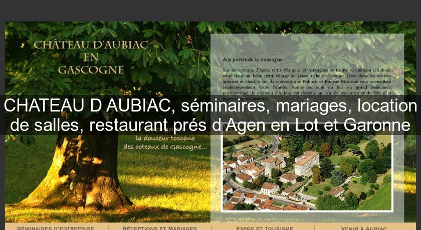 CHATEAU D'AUBIAC, séminaires, mariages, location de salles, restaurant prés d'Agen en Lot et Garonne