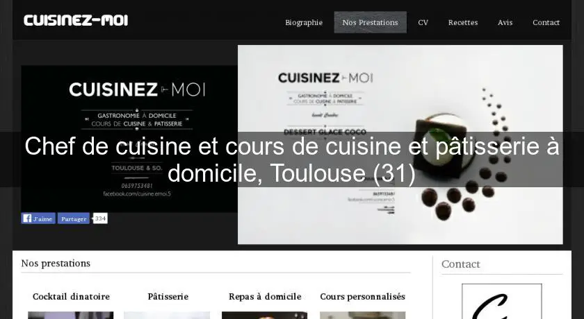 Chef de cuisine et cours de cuisine et pâtisserie à domicile, Toulouse (31)
