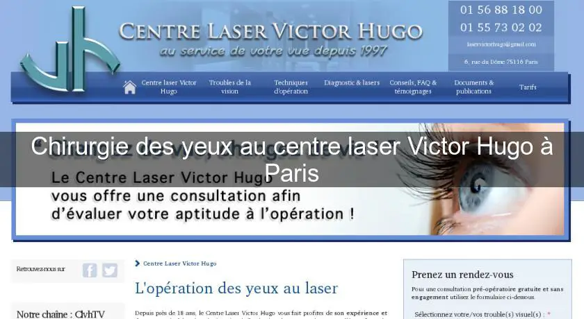 Chirurgie des yeux au centre laser Victor Hugo à Paris