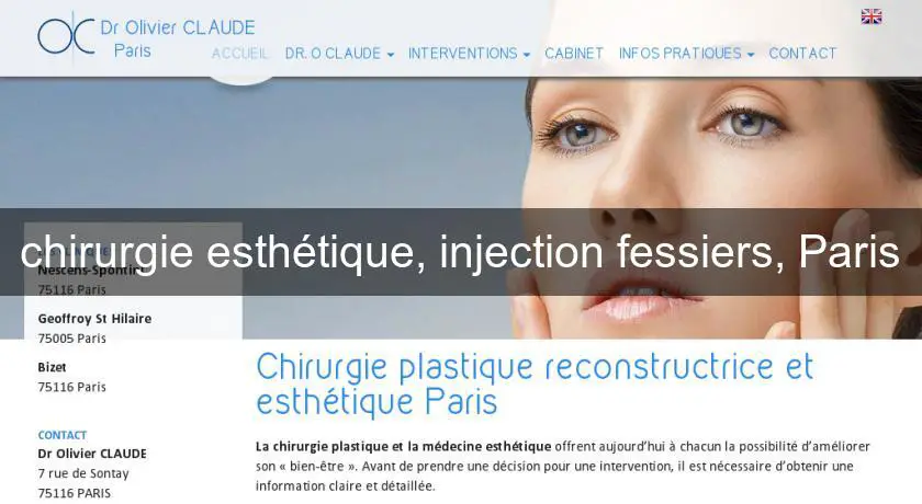 chirurgie esthétique, injection fessiers, Paris