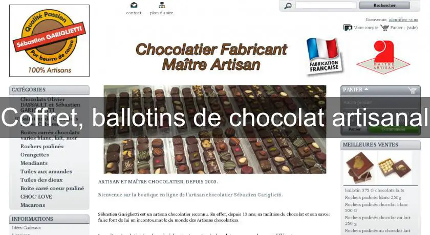 Coffret, ballotins de chocolat artisanal