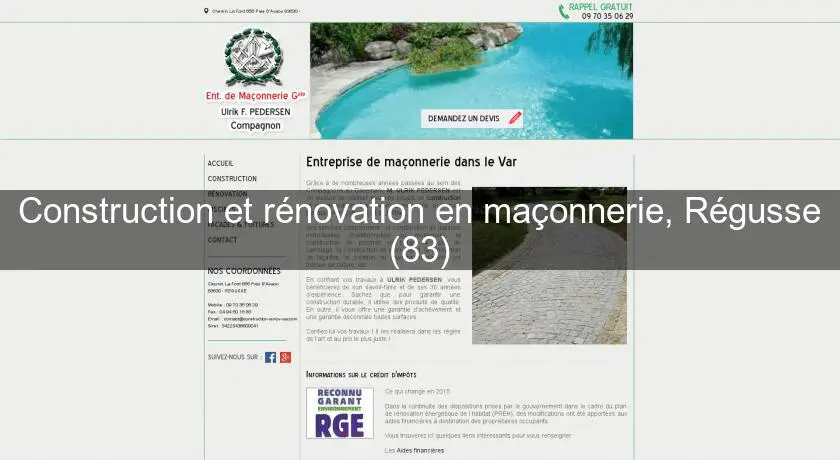 Construction et rénovation en maçonnerie, Régusse (83)