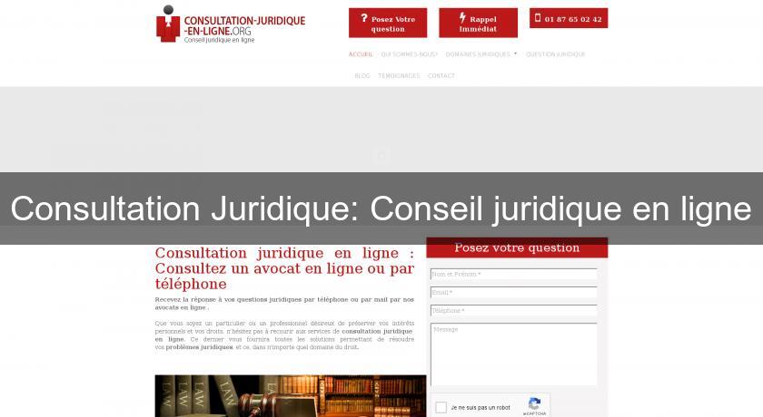 Consultation Juridique: Conseil juridique en ligne