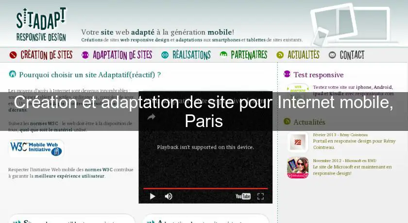 Création et adaptation de site pour Internet mobile, Paris