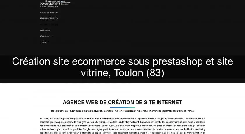 Création site ecommerce sous prestashop et site vitrine, Toulon (83)