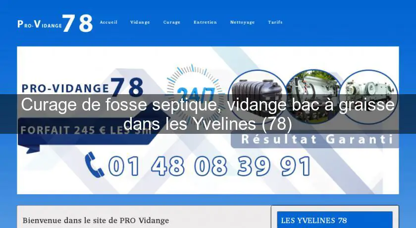 Curage de fosse septique, vidange bac à graisse dans les Yvelines (78)