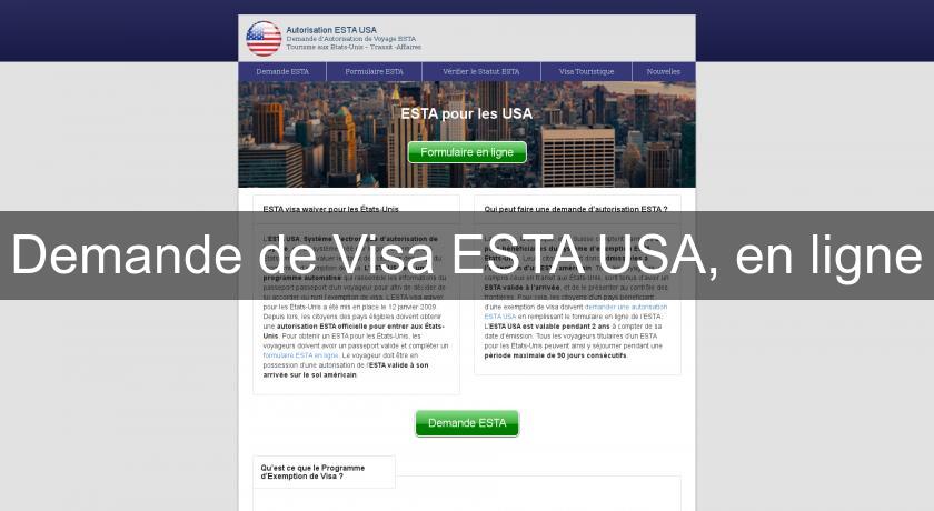 Demande de Visa ESTA USA, en ligne