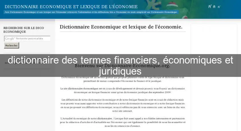 dictionnaire des termes financiers, économiques et juridiques