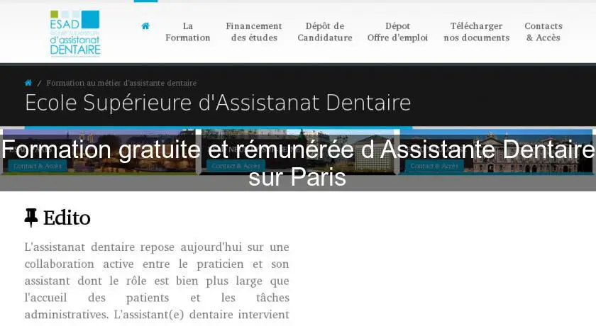 Formation gratuite et rémunérée d'Assistante Dentaire sur Paris