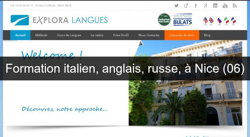 Formation italien, anglais, russe, à Nice (06)