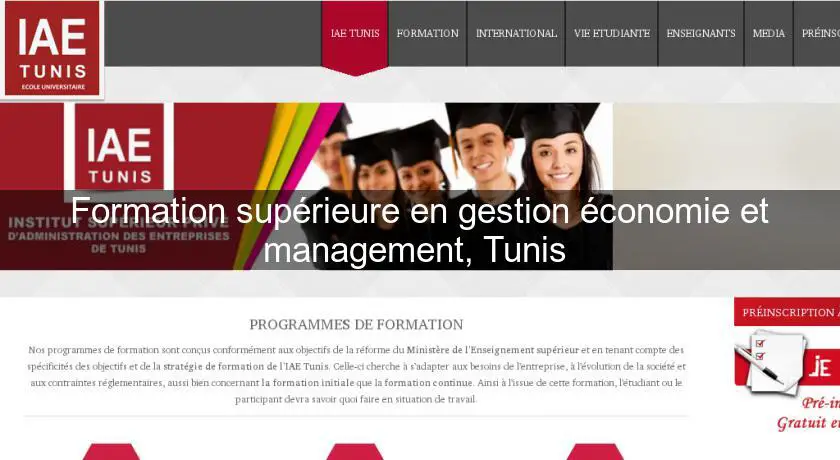 Formation supérieure en gestion économie et management, Tunis 