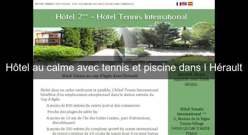Hôtel au calme avec tennis et piscine dans l'Hérault
