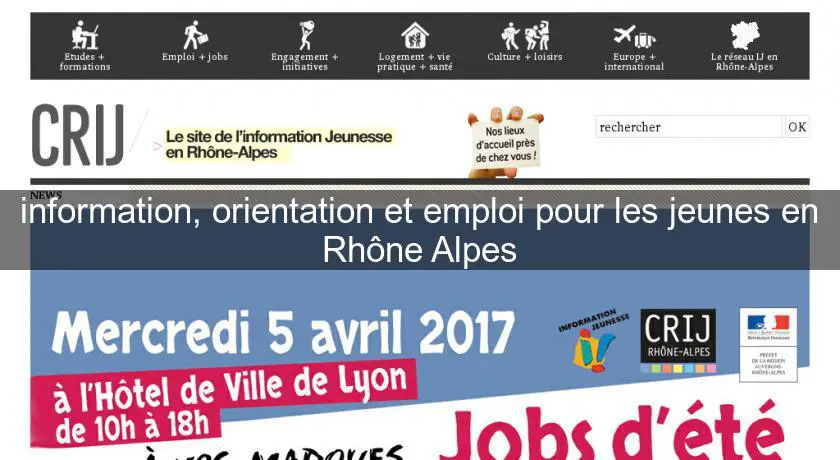 information, orientation et emploi pour les jeunes en Rhône Alpes