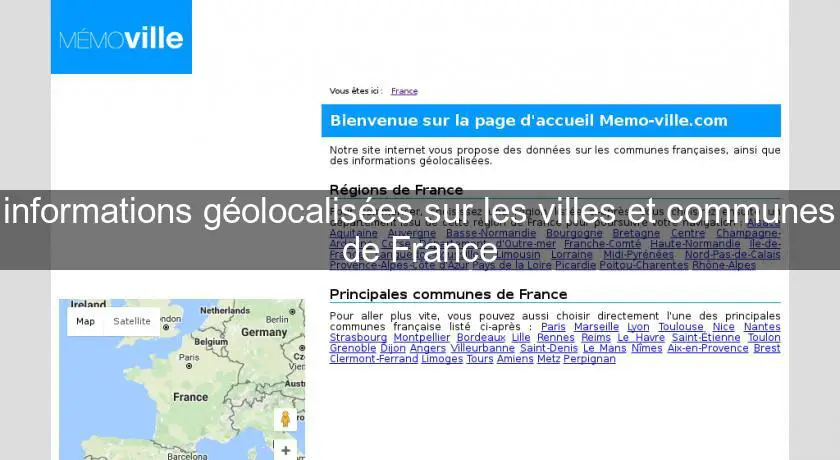 informations géolocalisées sur les villes et communes de France