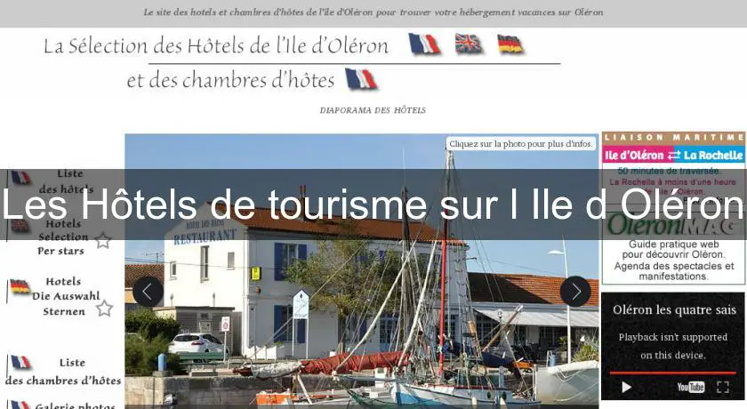 Les Hôtels de tourisme sur l'Ile d'Oléron