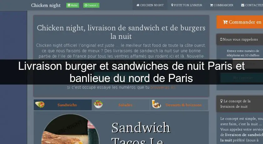 Livraison burger et sandwiches de nuit Paris et banlieue du nord de Paris