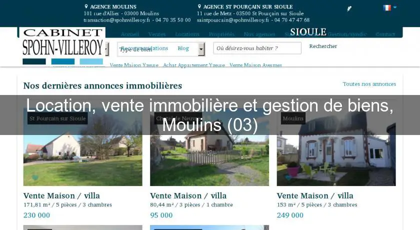 Location, vente immobilière et gestion de biens, Moulins (03)