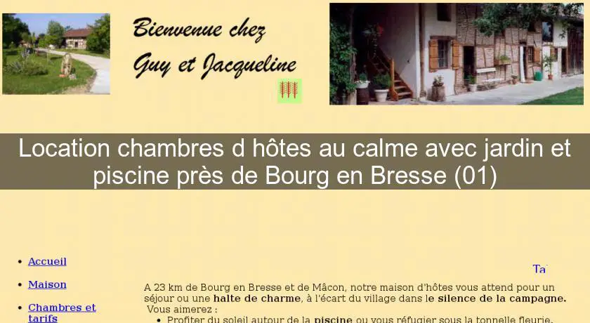 Location chambres d'hôtes au calme avec jardin et piscine près de Bourg en Bresse (01)