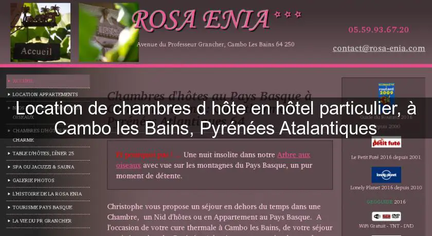 Location de chambres d'hôte en hôtel particulier, à Cambo les Bains, Pyrénées Atalantiques