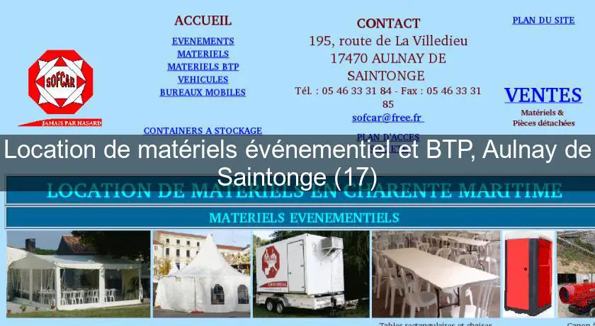 Location de matériels événementiel et BTP, Aulnay de Saintonge (17)