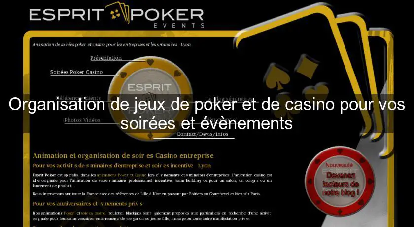 Organisation de jeux de poker et de casino pour vos soirées et évènements