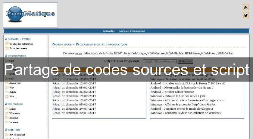 Partage de codes sources et script