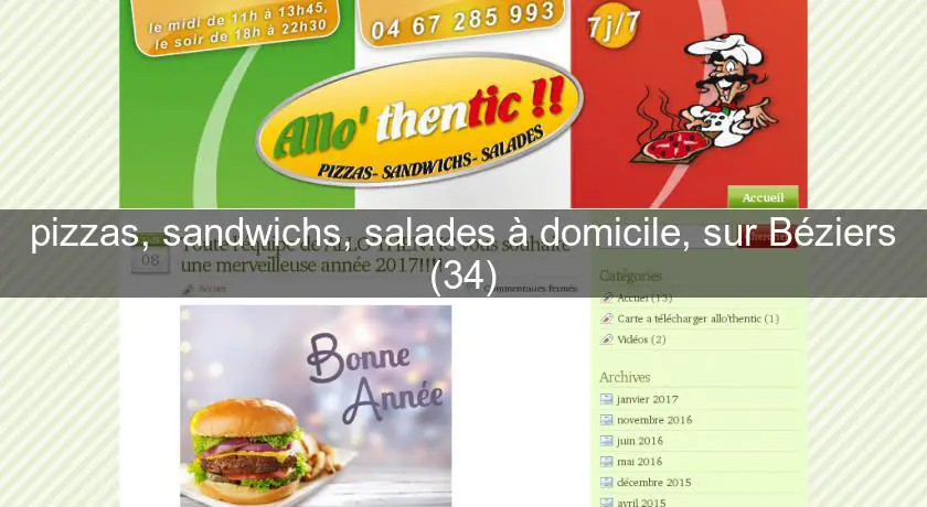 pizzas, sandwichs, salades à domicile, sur Béziers (34)