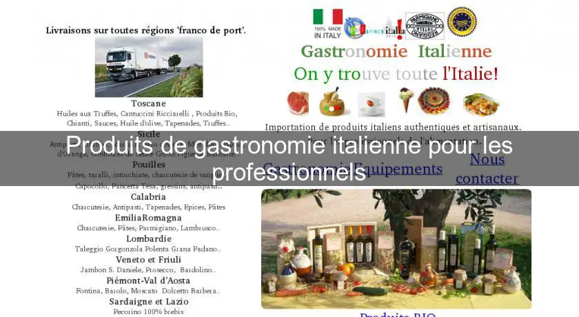 Produits de gastronomie italienne pour les professionnels
