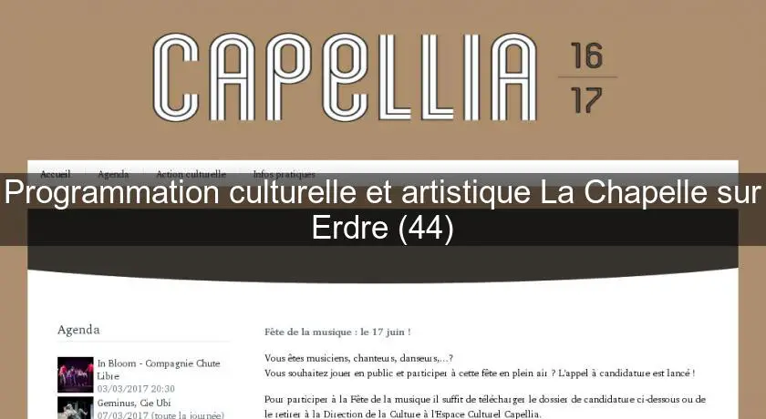 Programmation culturelle et artistique La Chapelle sur Erdre (44)