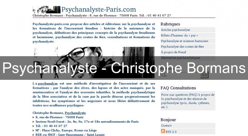 Psychanalyste - Christophe Bormans