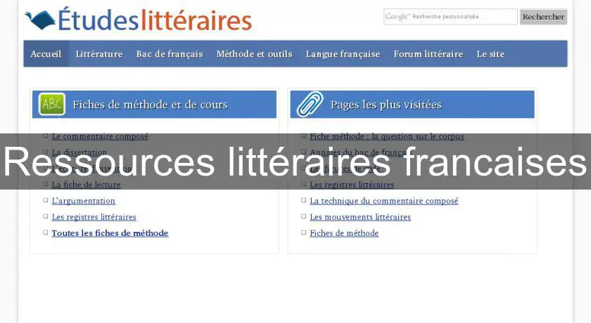 Ressources littéraires francaises