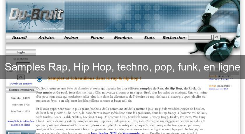 Samples Rap, Hip Hop, techno, pop, funk, en ligne