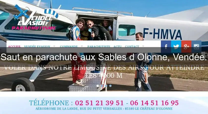 Saut en parachute aux Sables d'Olonne, Vendée.