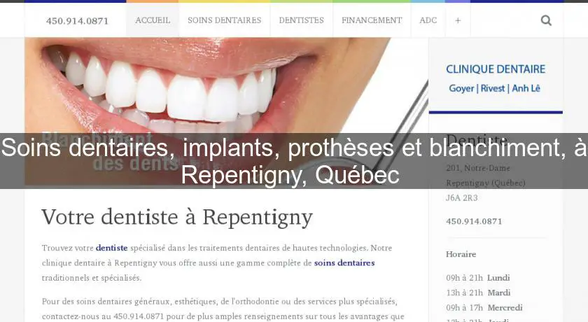 Soins dentaires, implants, prothèses et blanchiment, à Repentigny, Québec 