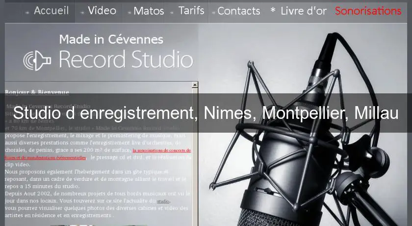 Studio d'enregistrement, Nimes, Montpellier, Millau