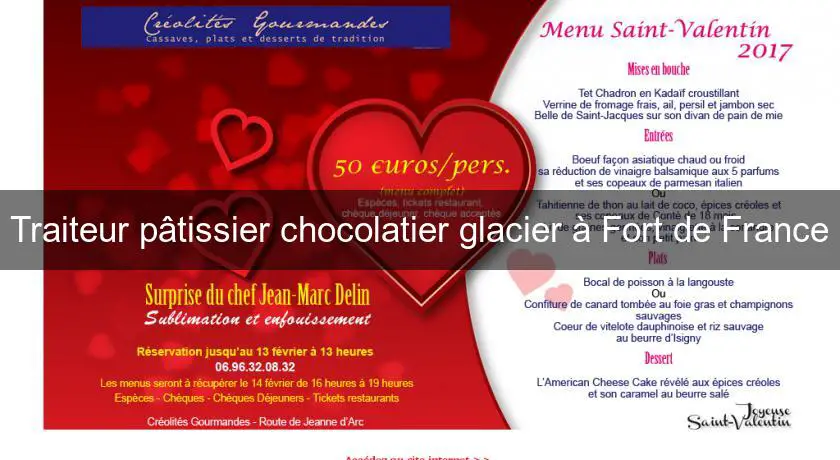 Traiteur pâtissier chocolatier glacier à Fort de France