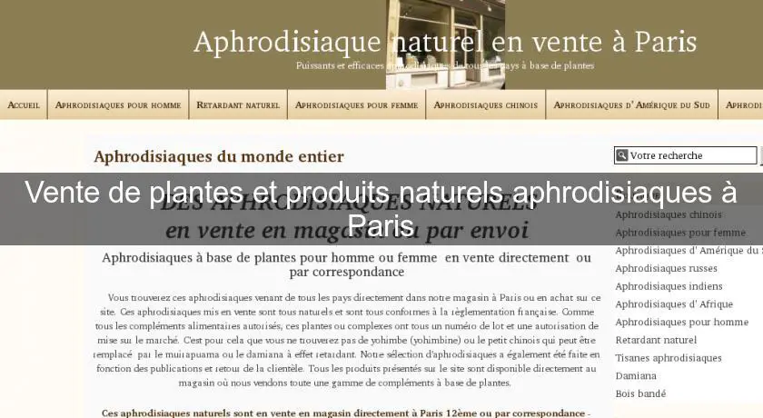 Vente de plantes et produits naturels aphrodisiaques à Paris