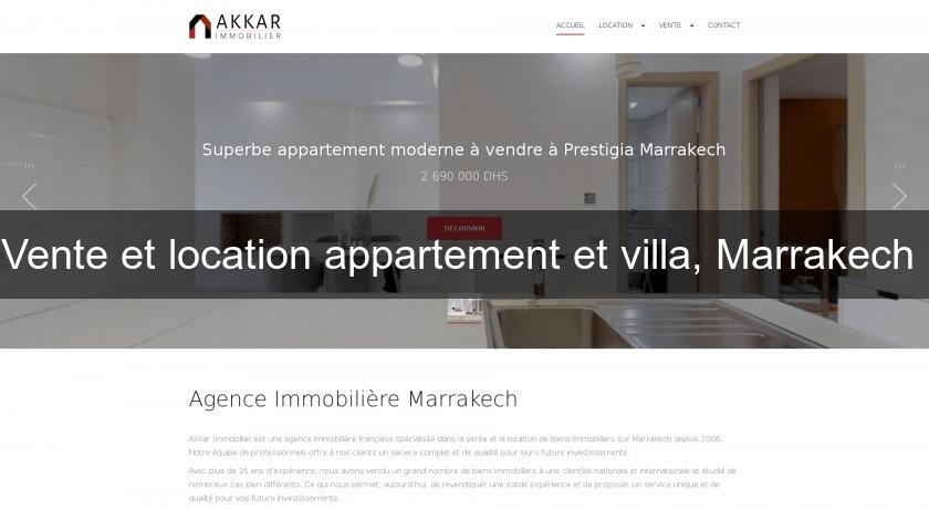 Vente et location appartement et villa, Marrakech 