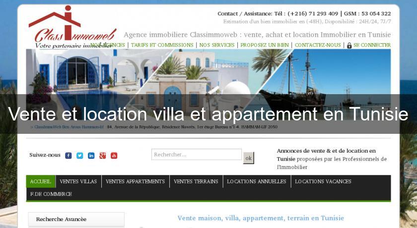 Vente et location villa et appartement en Tunisie