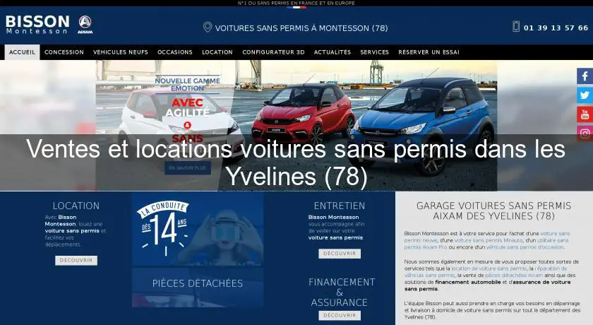 Ventes et locations voitures sans permis dans les Yvelines (78)