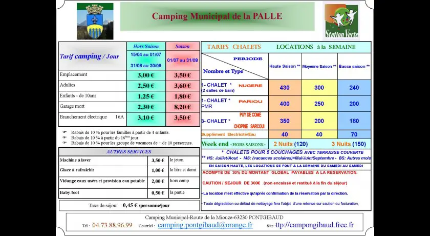 Camping Camp Municipal La Palle  Pontgibaud